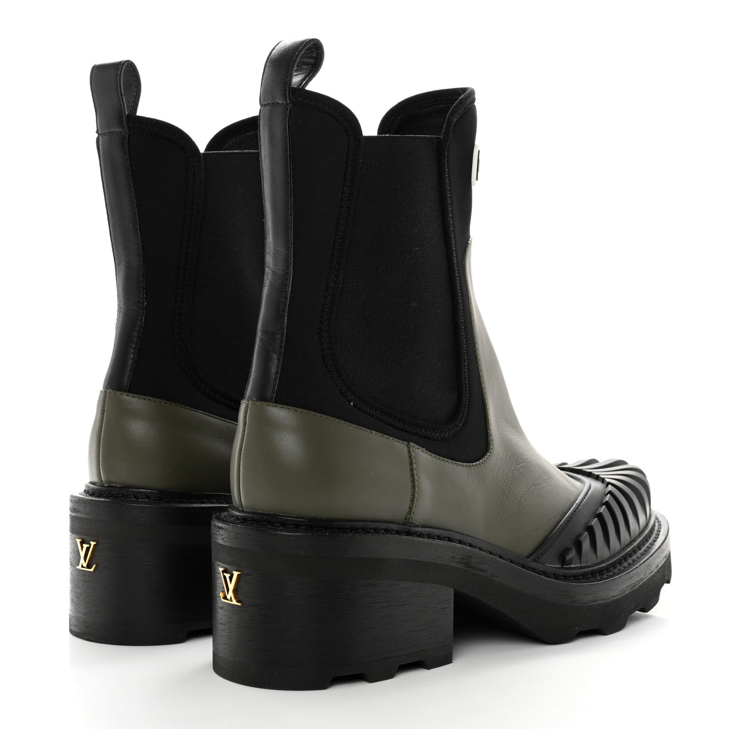 Louis Vuitton Calfskin Beaubourg Ankle Boots 39 Black Green 4 of 11