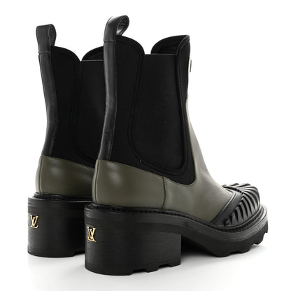 Louis Vuitton Calfskin Beaubourg Ankle Boots 39 Black Green 4 of 11