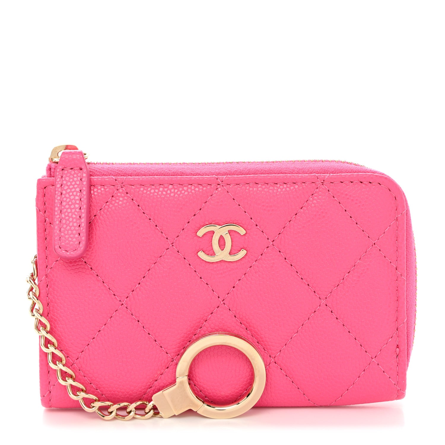 Chanel Caviar Quilted Zipped Key Holder Case Pink 1 of 8