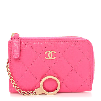 Chanel Caviar Quilted Zipped Key Holder Case Pink 1 of 8