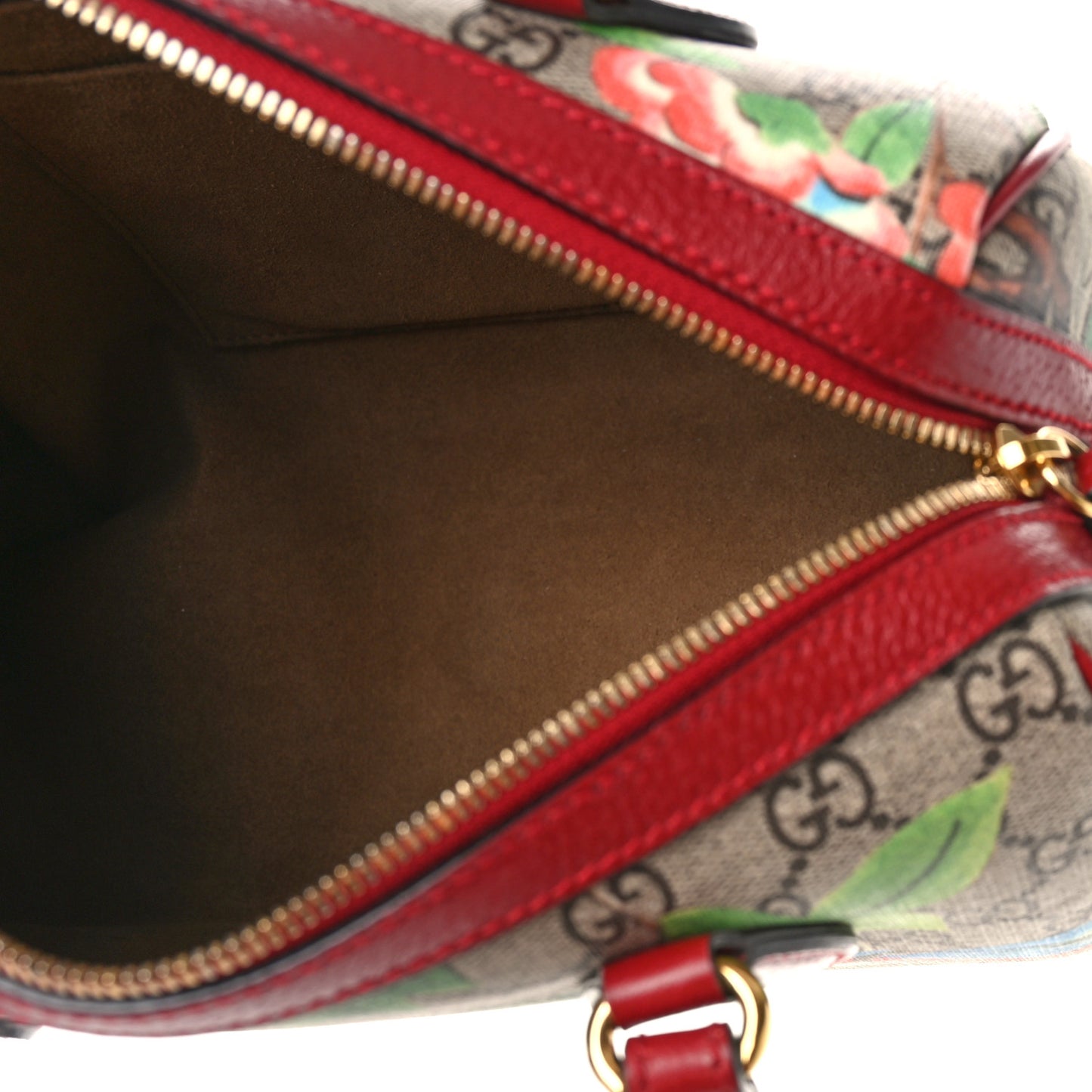 GG Supreme Monogram Tian Small Boston Beige Multicolor Red