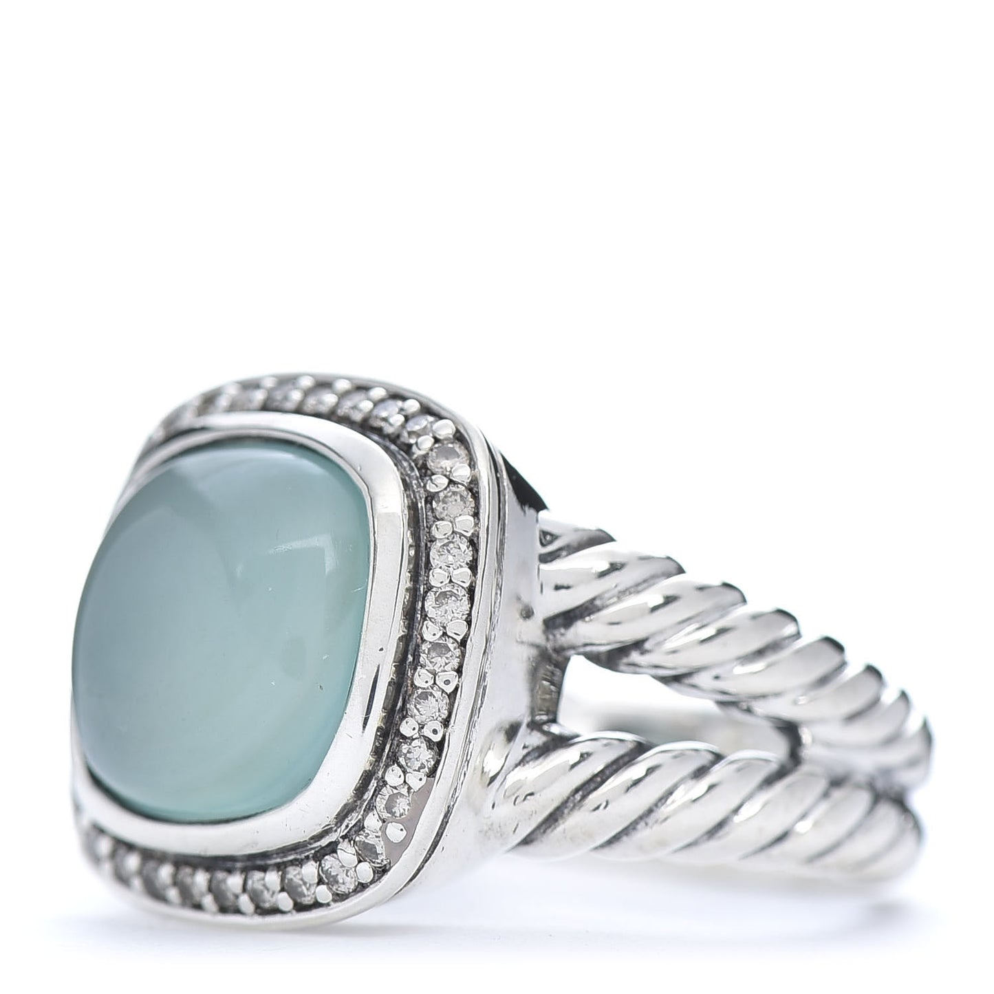 Sterling Silver Diamond Chalcedony 11mm Albion Ring 57 8