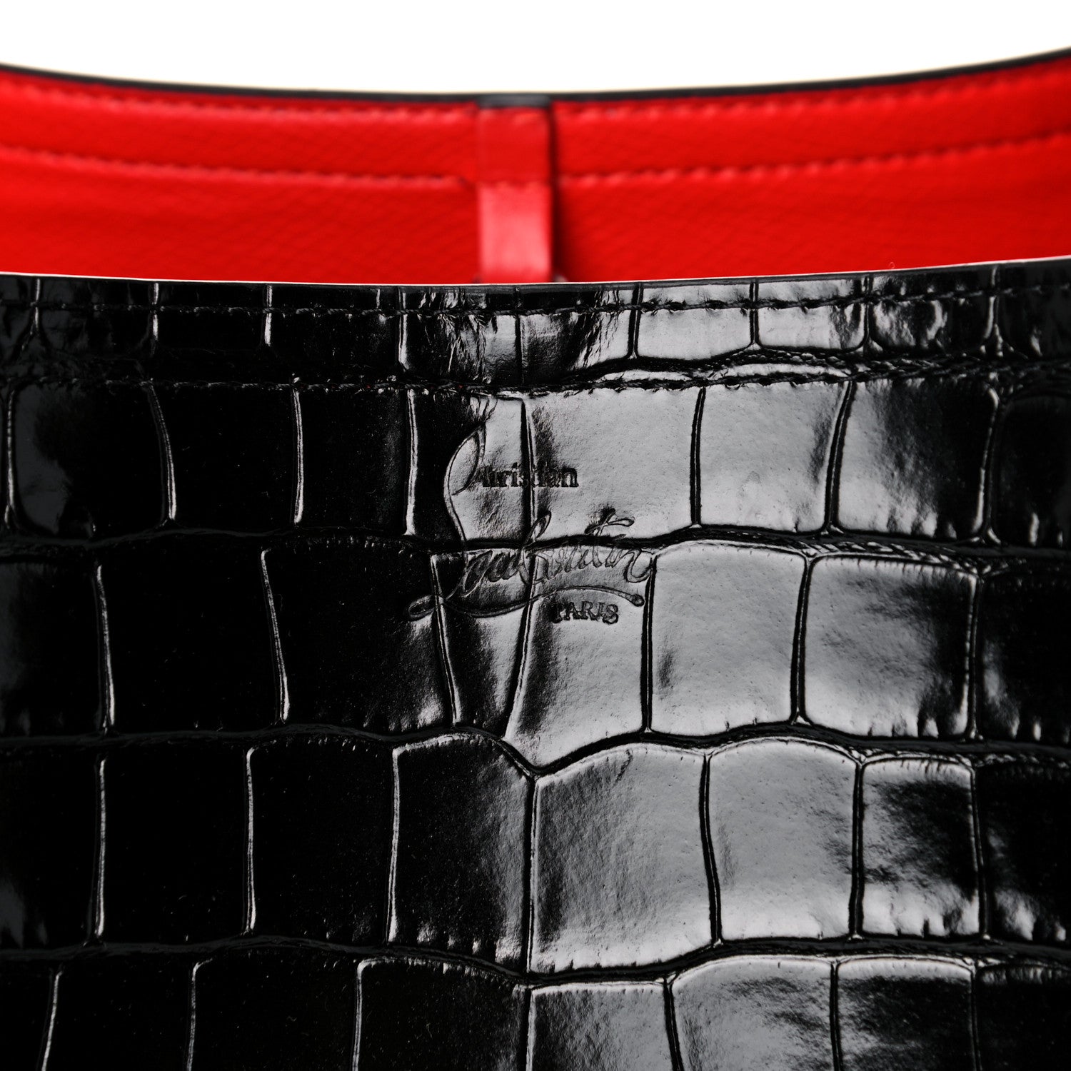 Christian Louboutin Crocodile Embossed Calfskin Spiked Small Cabarock Shopper Tote Black 10 of 10