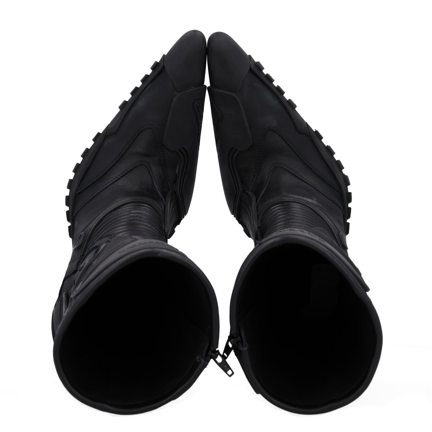 Calfskin Distressed Biker Boots 39 Black