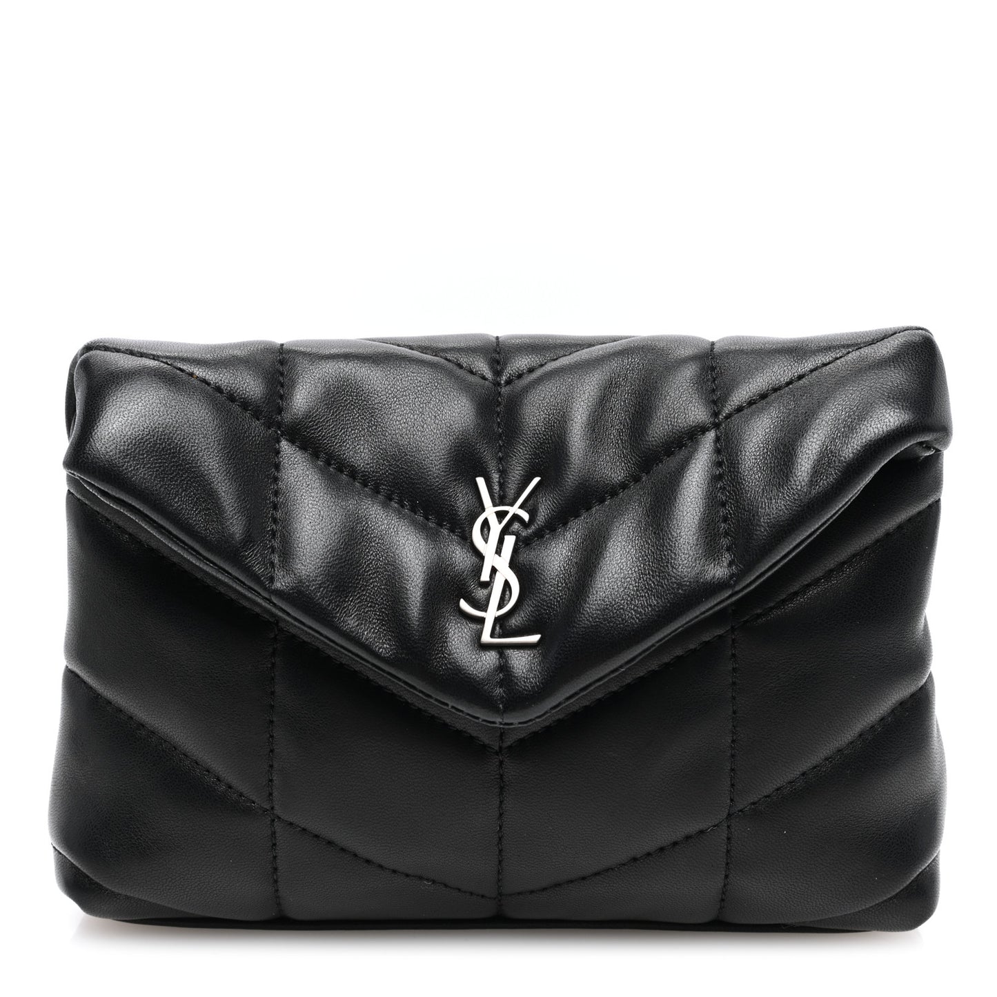 Lambskin Monogram Loulou Puffer Pouch Clutch Black