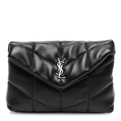Saint Laurent Lambskin Monogram Loulou Puffer Pouch Clutch Black 1 of 10