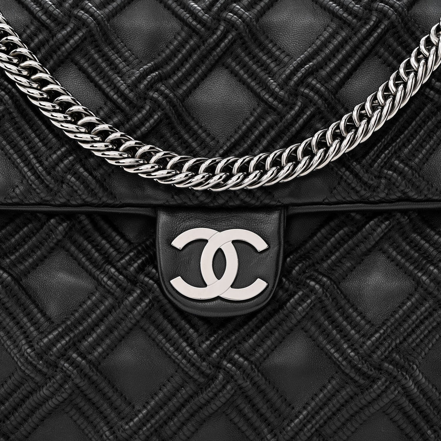 Chanel Lambskin Stitched Large Walk Of Fame Flap Black 8 of 11