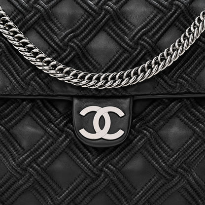 Chanel Lambskin Stitched Large Walk Of Fame Flap Black 8 of 11