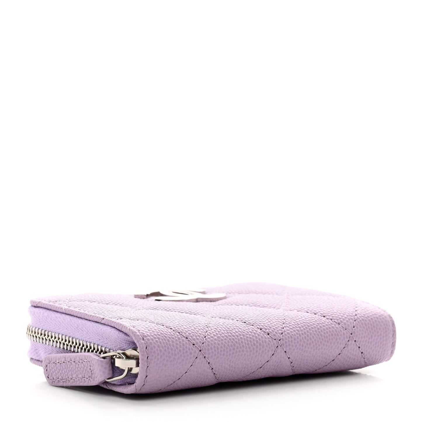 Caviar Quilted CC Logo Zip Coin Purse Purple