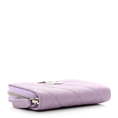 Chanel Caviar Quilted CC Logo Zip Coin Purse Purple 4 of 8