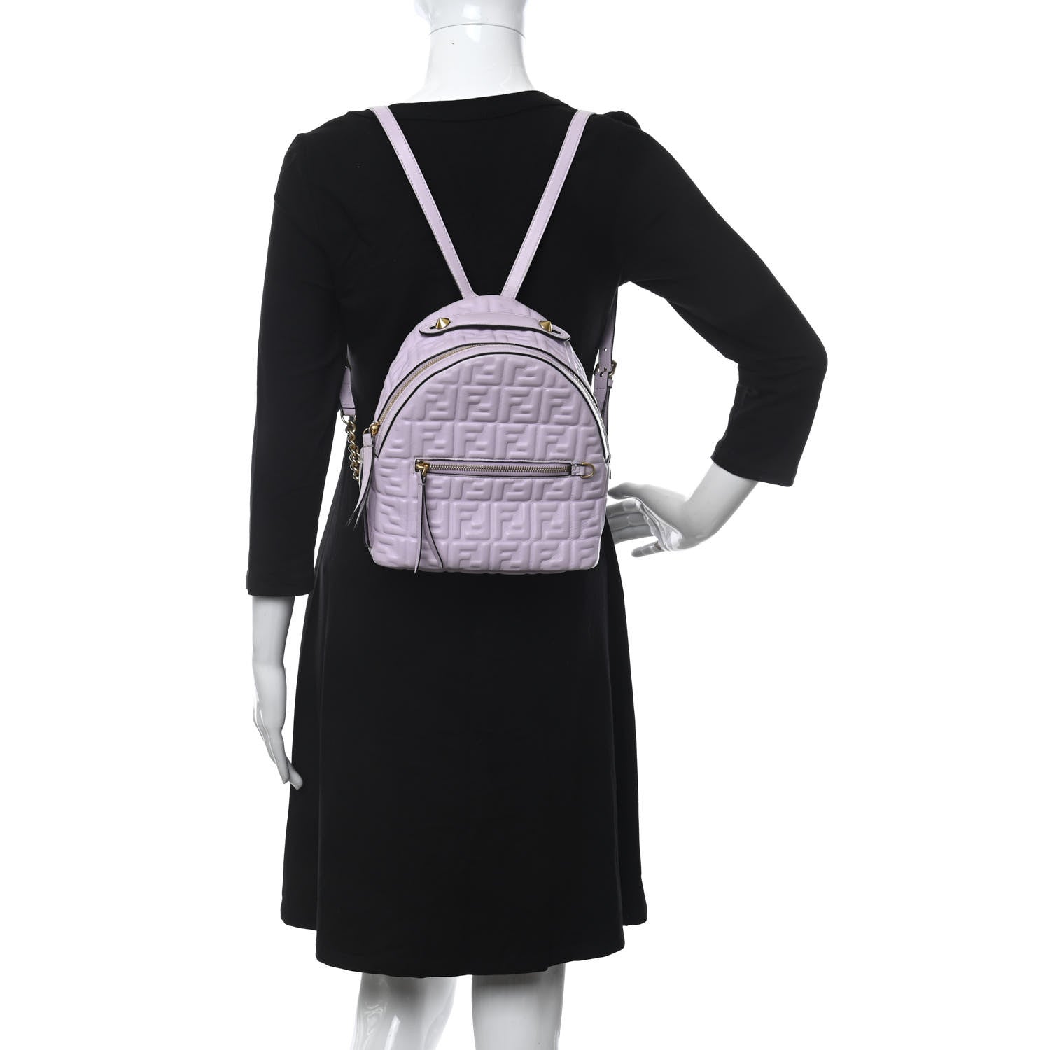 Fendi Nappa FF 1974 Embossed Mini Backpack Anemone 3 of 13