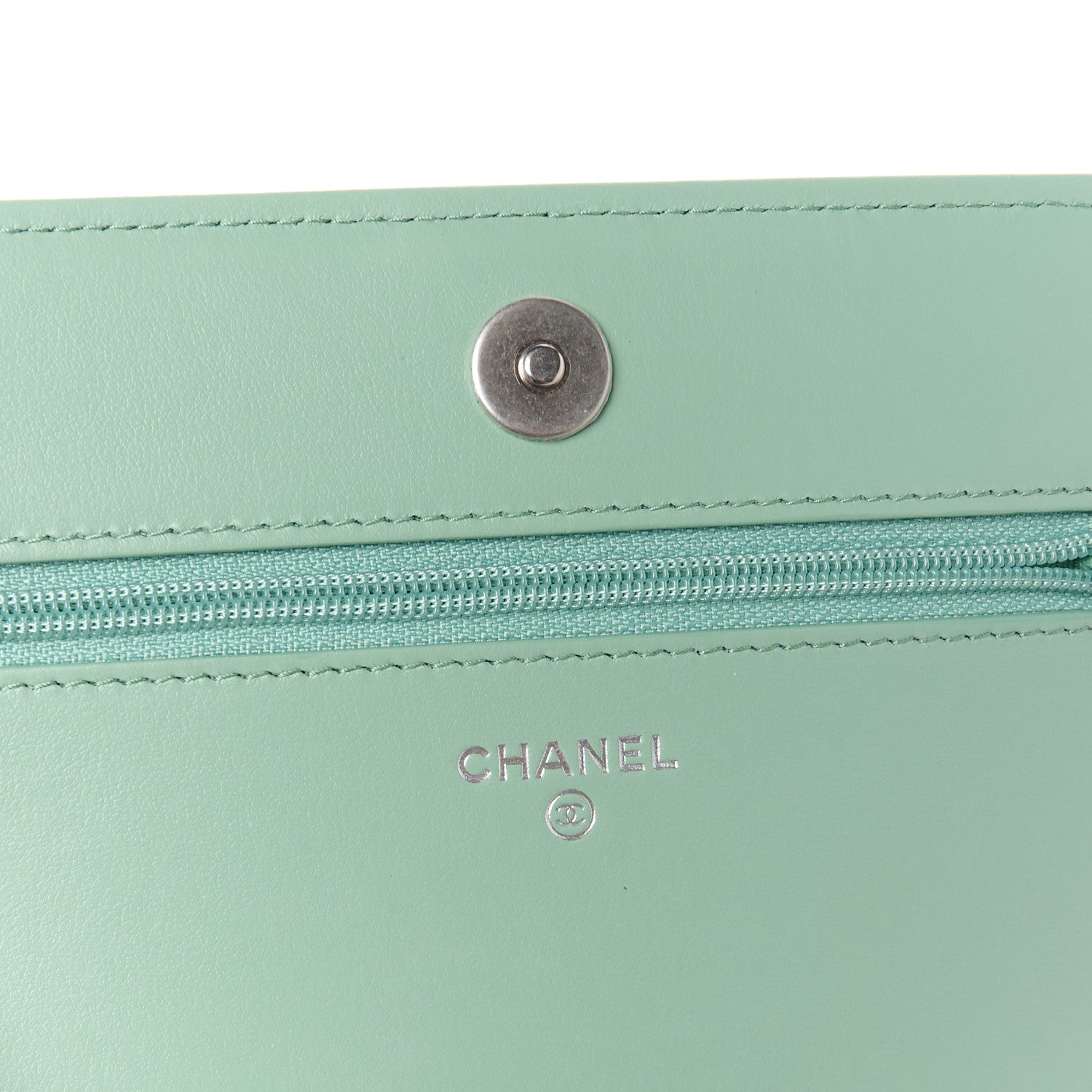 Chanel Caviar Quilted Boy Wallet On Chain WOC Light Green 6 of 12