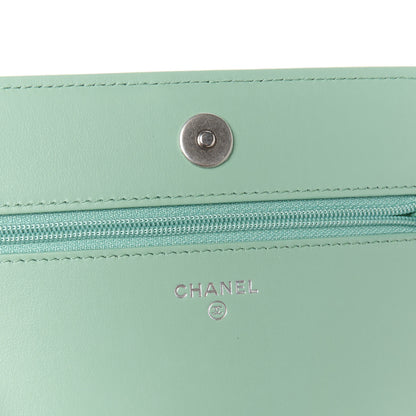 Chanel Caviar Quilted Boy Wallet On Chain WOC Light Green 6 of 12
