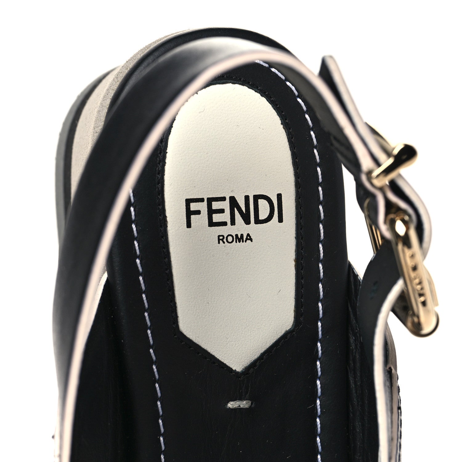 Fendi Nappa Criss Cross Platform Sandals 37 Black White 7 of 8