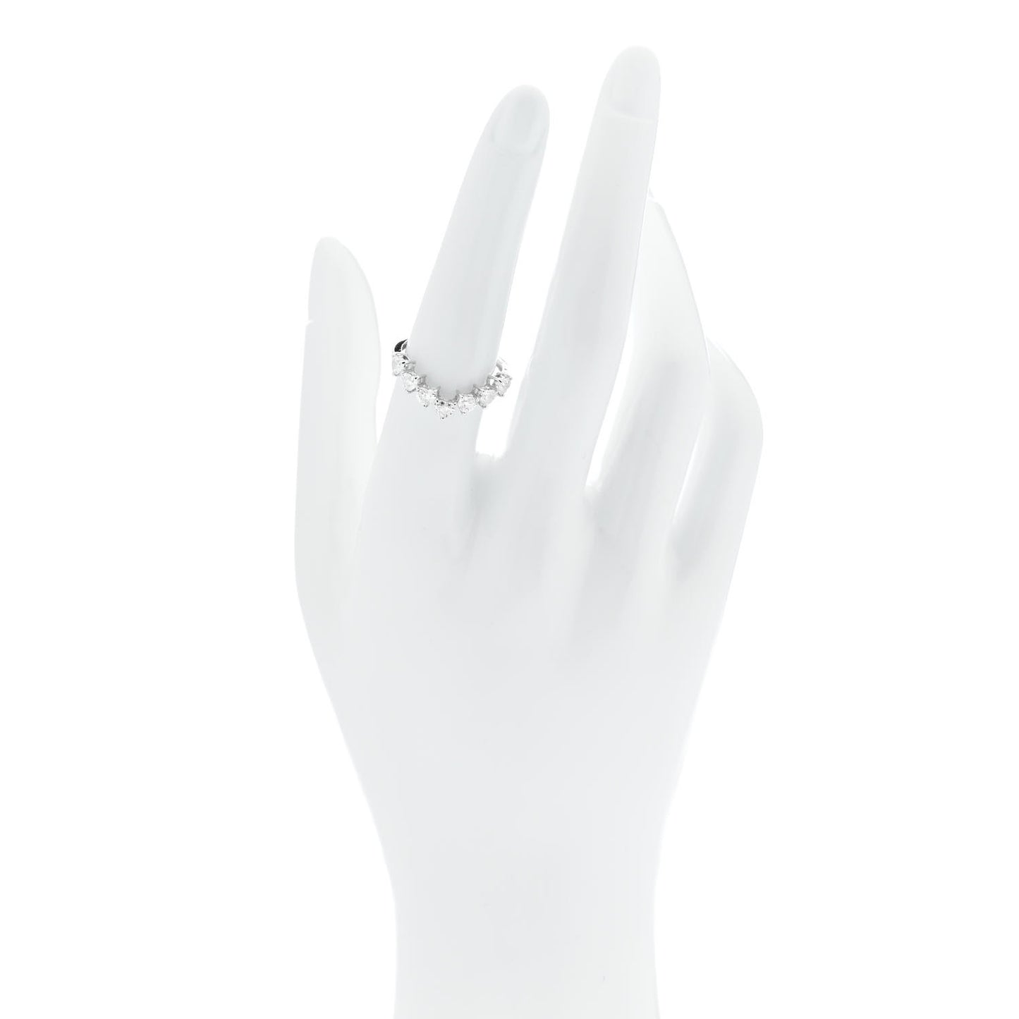 18K White Gold Diamond 1.00ctw Heart Cut Curved Ring 54 7
