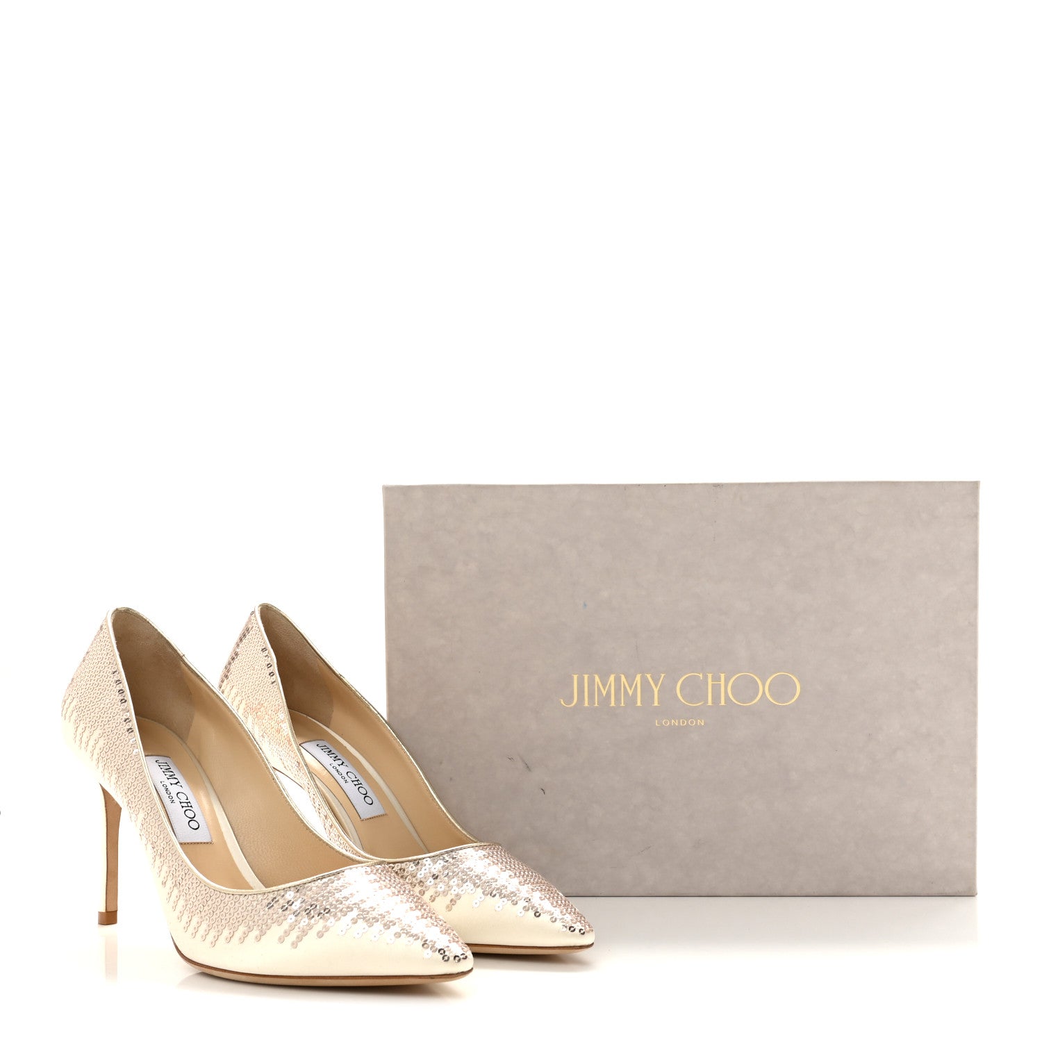 Jimmy Choo Satin Degrade Sequins Romy 85 Pumps 40 Ivory Platinum 9 of 9