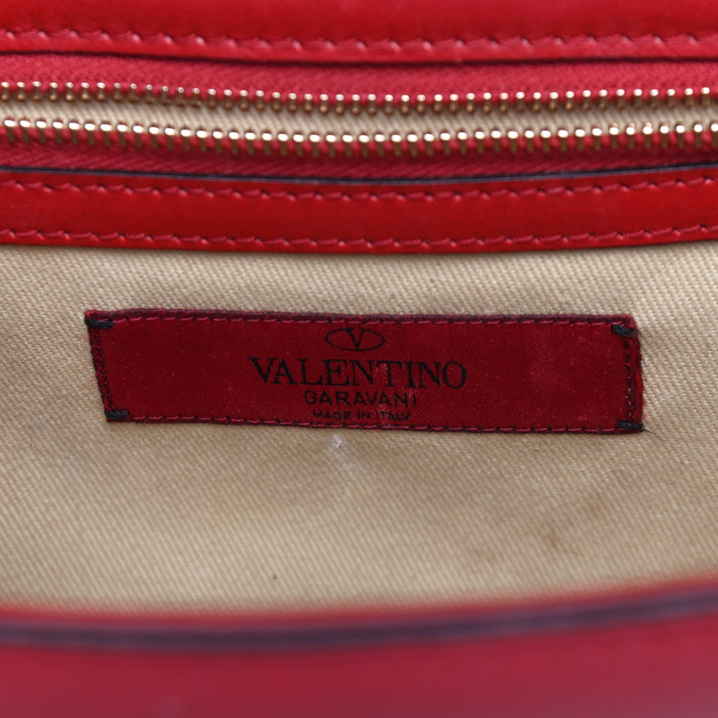 Vitello Small Glam Lock Rockstud Flap Red