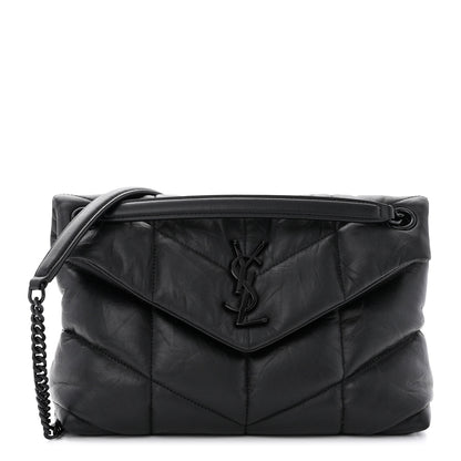 Saint Laurent Lambskin Quilted Monogram Monochrome Small Loulou Puffer Chain Satchel Black 1 of 11
