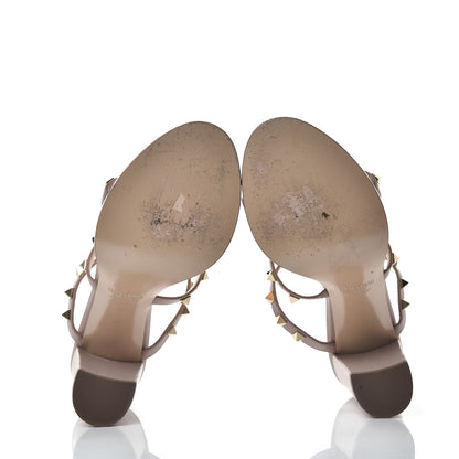 Valentino Garavani Calfskin Rockstud 90mm Caged Slide Sandals 38.5 Poudre 6 of 10
