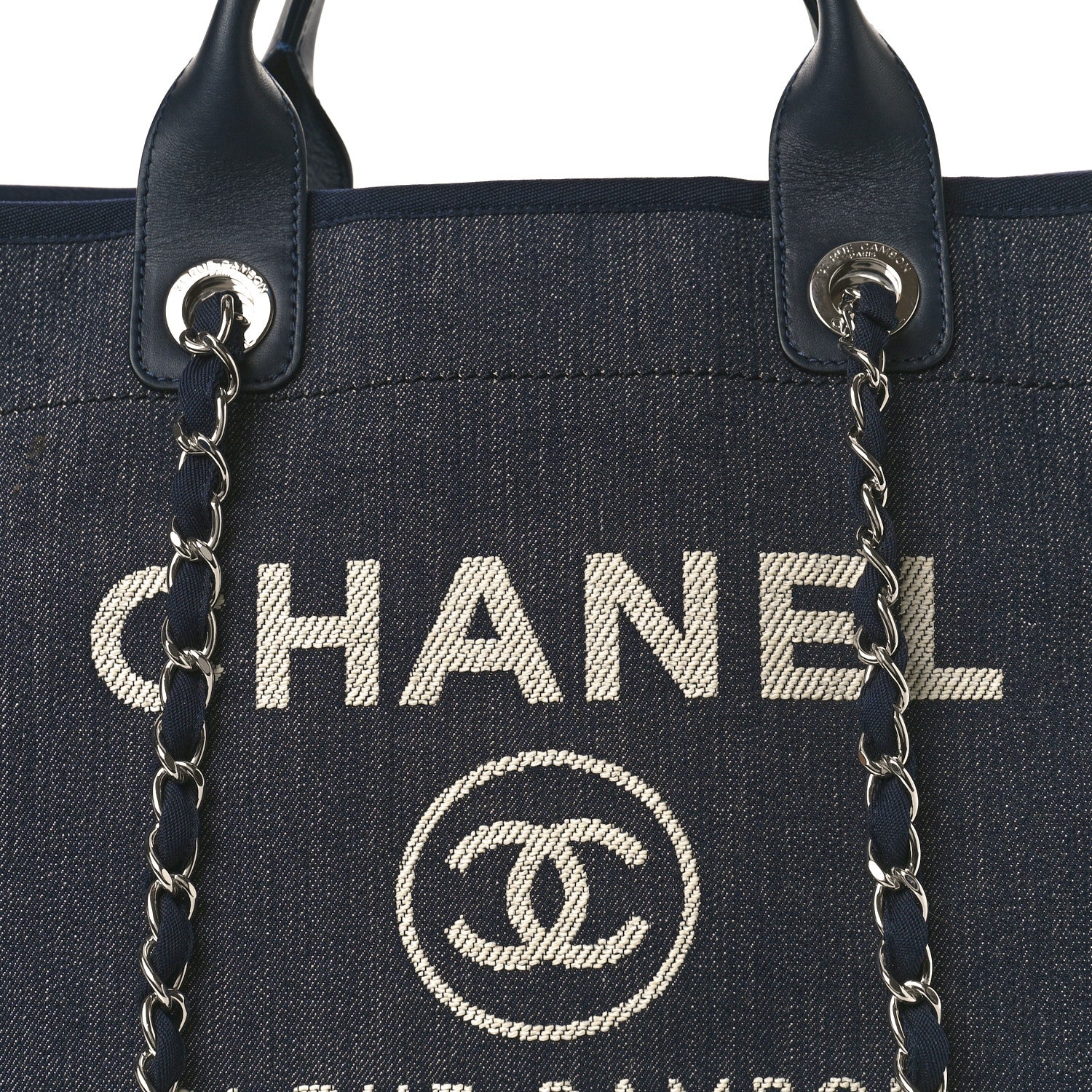 Chanel Denim Large Deauville Tote Dark Blue 7 of 10