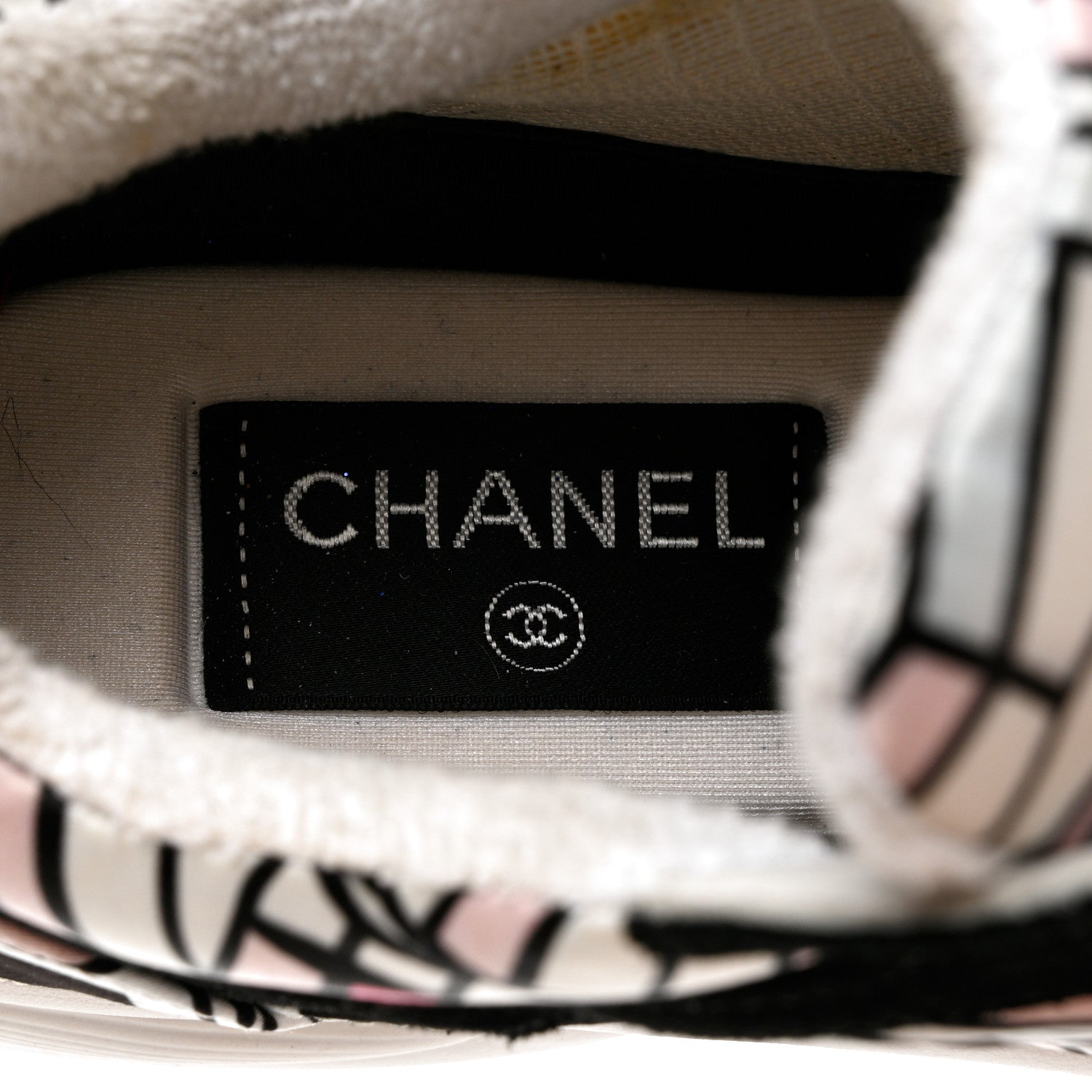 Chanel Suede Calfskin Nylon Geometric Print CC Sneakers 40 White Multicolor 7 of 8