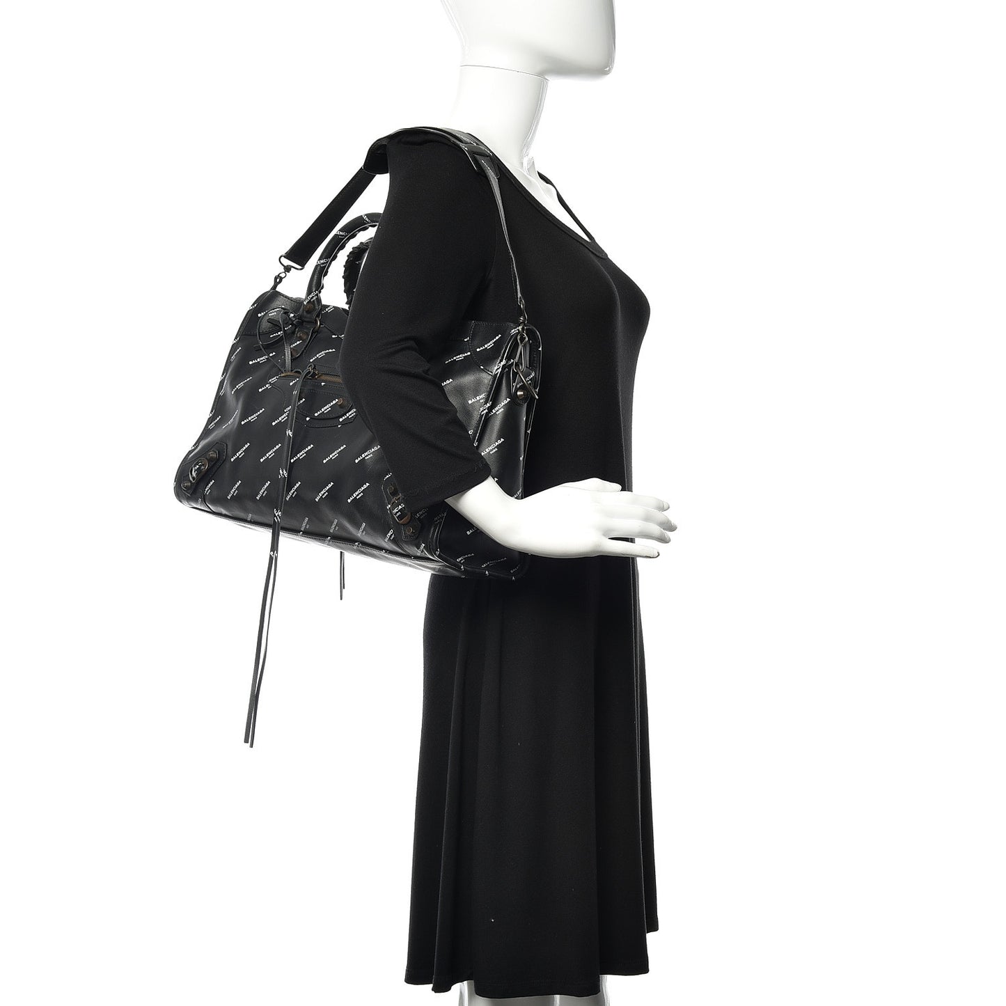 Veau Allover Logo Classic Hardware City Black White