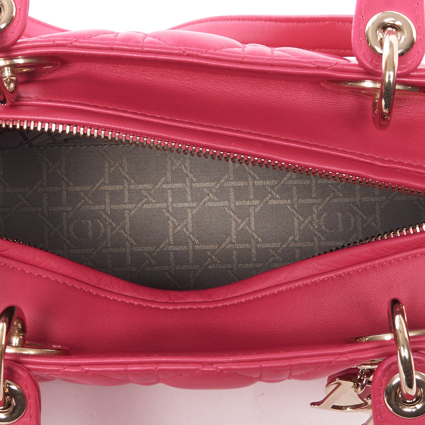 Christian Dior Lambskin Cannage Medium Lady Dior Fuchsia 8 of 10