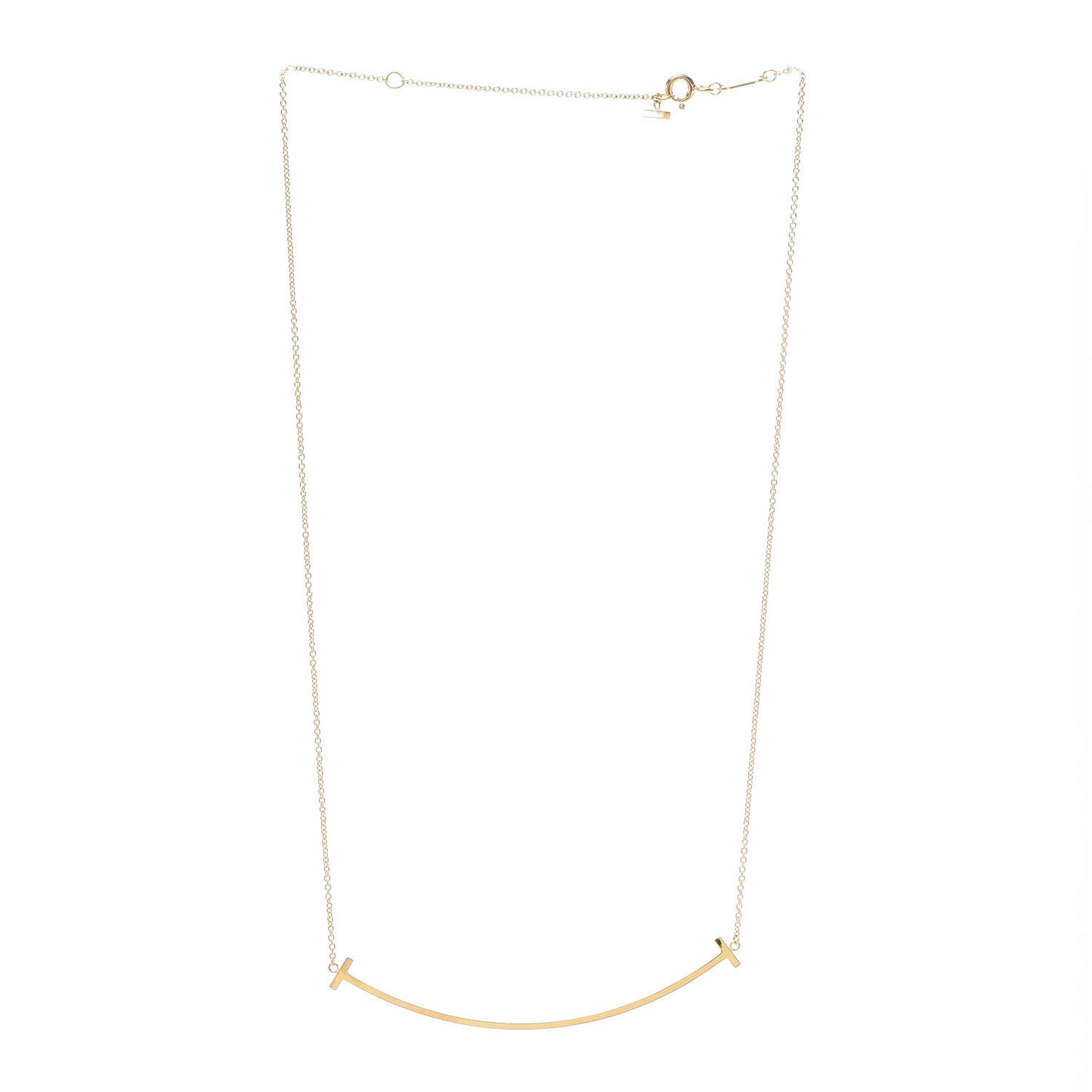 18K Yellow Gold Large T Smile Pendant Necklace