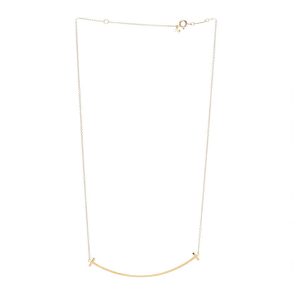 Tiffany 18K Yellow Gold Large T Smile Pendant Necklace 3 of 5