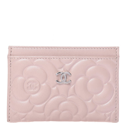 Chanel Lambskin Camellia Embossed Card Holder Nude 1 of 12