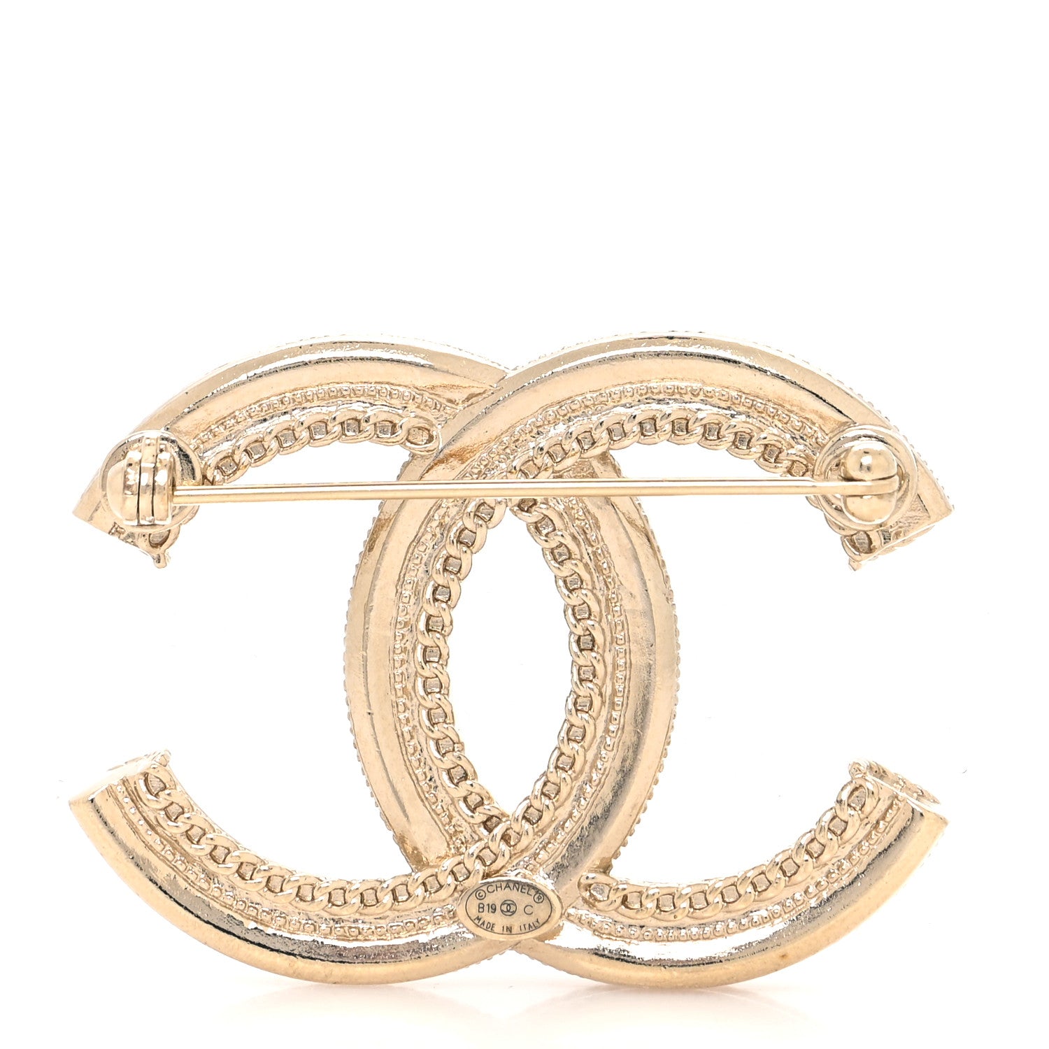 Chanel Pearl Crystal CC Brooch Gold 3 of 4