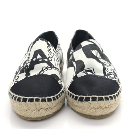 Chanel Printed Canvas Grosgrain 31 Rue Cambon Espadrilles 40 Black White 2 of 8