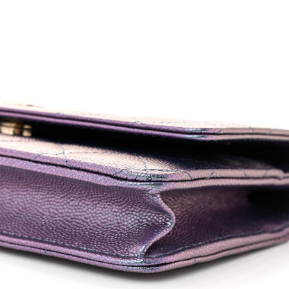 Chanel Iridescent Caviar Quilted Wallet on Chain WOC Dark Blue 11 of 12