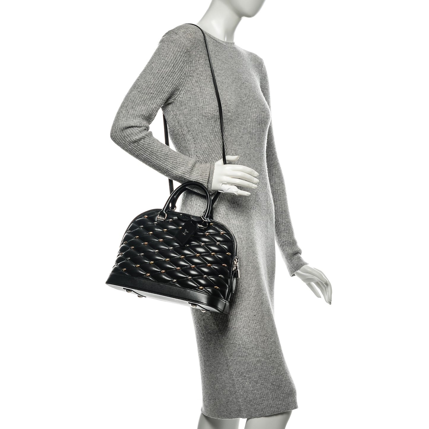 Lambskin Studded Malletage Alma PM Black