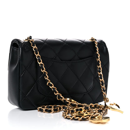 Chanel Lambskin Quilted Mini Heart Charms Flap Black 2 of 8