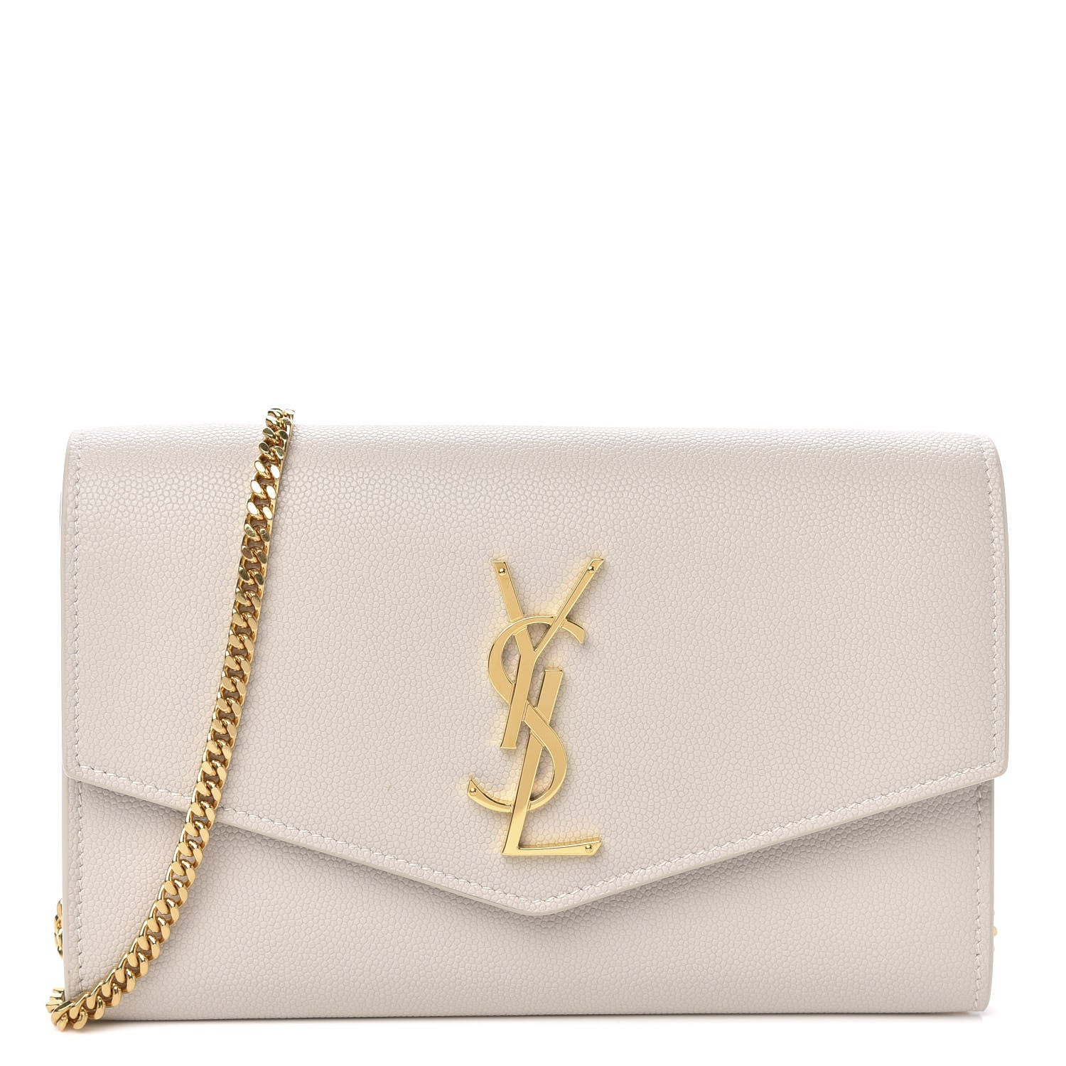 Saint Laurent Grain De Poudre Monogram Uptown Chain Wallet Dark Latte 1 of 12