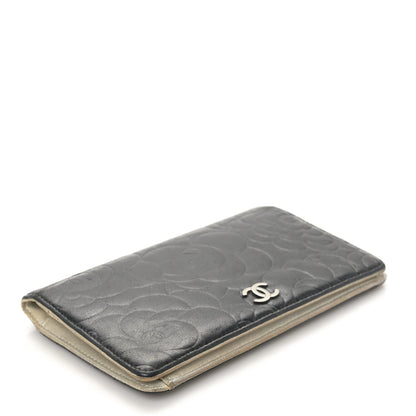 Chanel Lambskin Camellia Embossed Yen Wallet Black 4 of 10