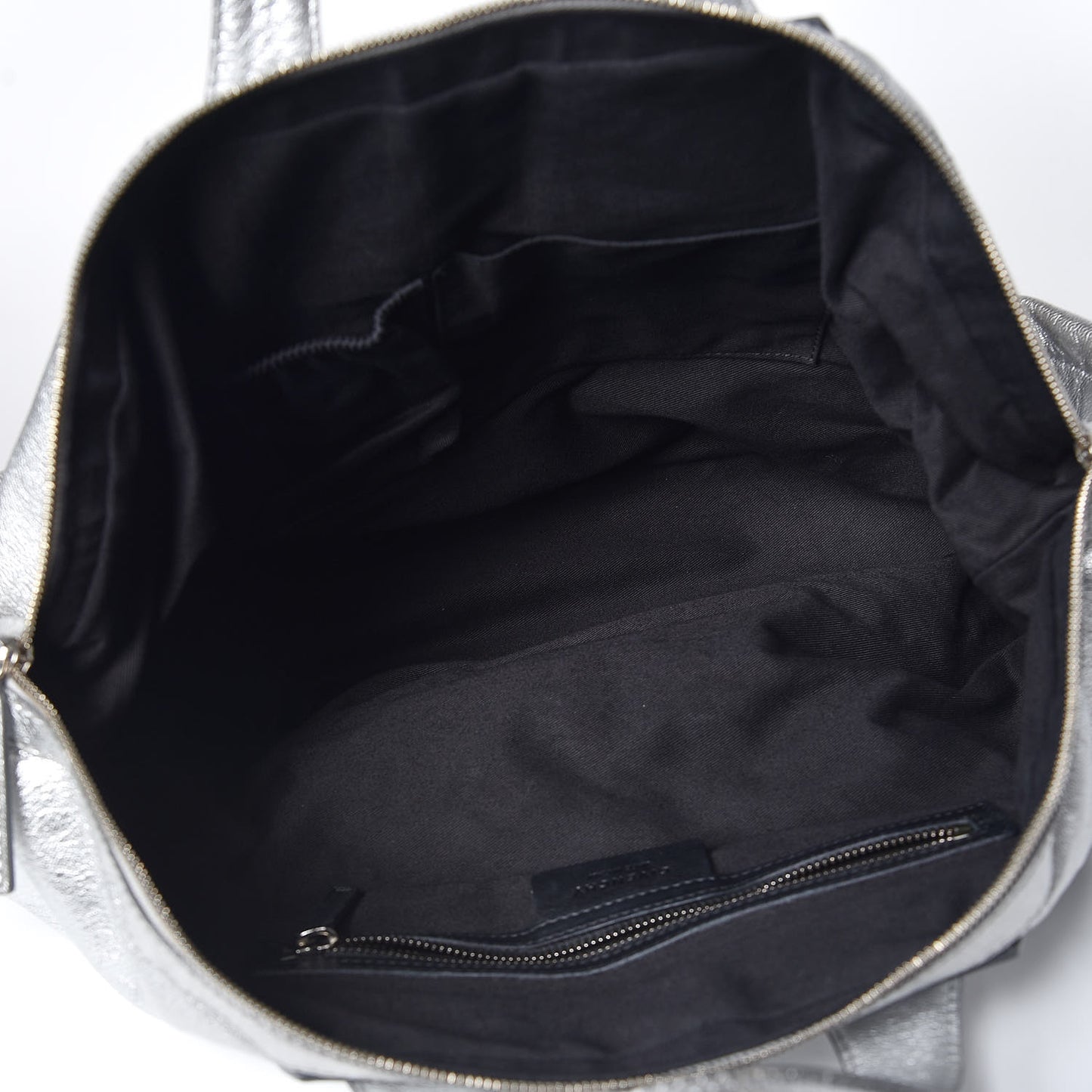 Metallic Calfskin Medium Nightingale Silver