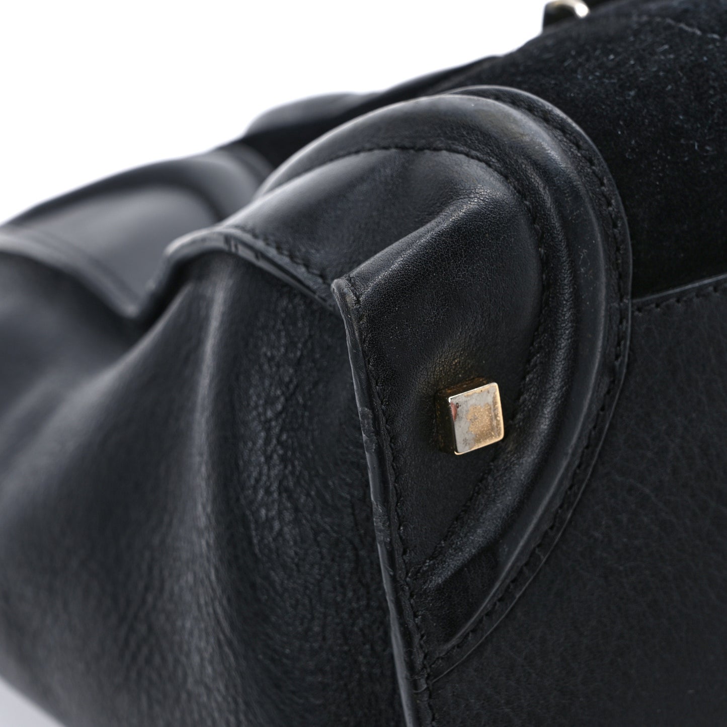 Smooth Calfskin Suede Mini Luggage Black