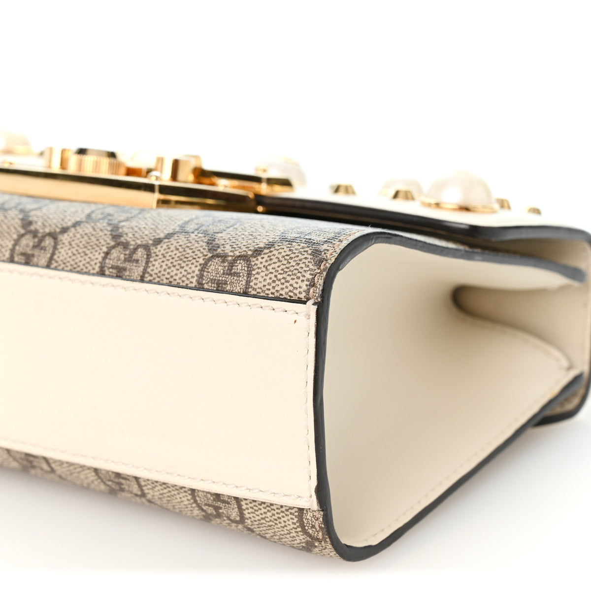 Gucci GG Supreme Monogram Studded Small Padlock Shoulder Bag White 10 of 13