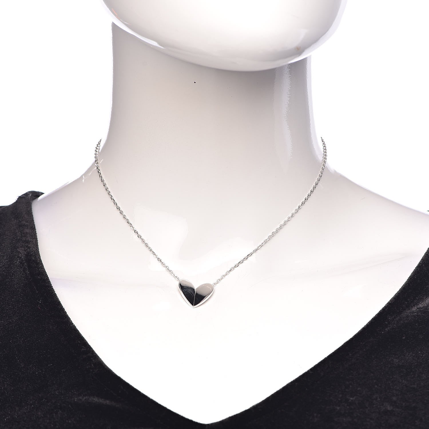 Van Cleef & Arpels 18K White Gold Frivole Heart Pendant Necklace 2 of 7
