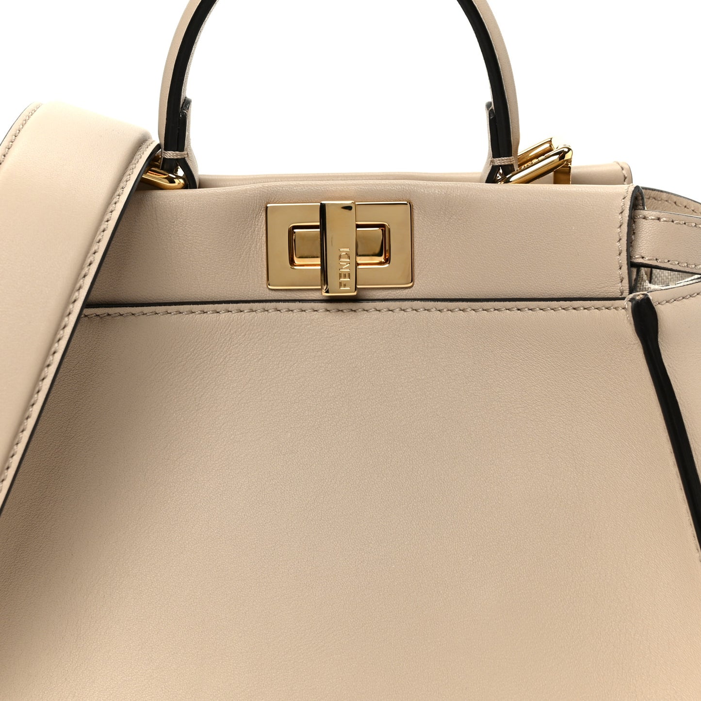 Vitello Seta Canvas FF Embroidered Mini Peekaboo Iconic Satchel Nuvola