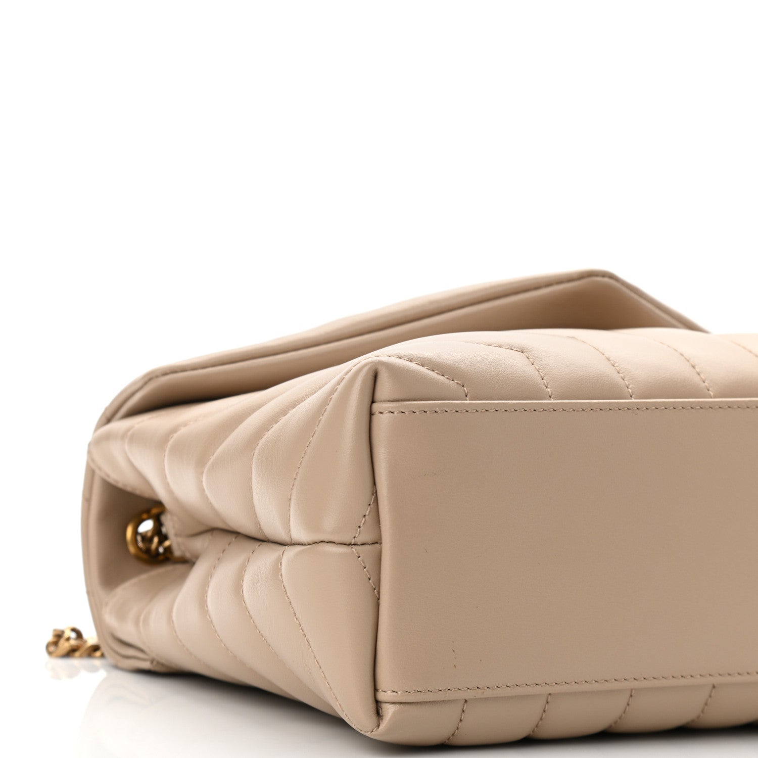 Saint Laurent Calfskin Y Quilted Monogram Small Loulou Chain Satchel Dark Beige 8 of 9