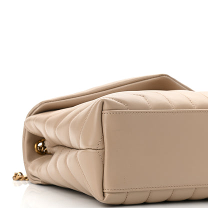 Saint Laurent Calfskin Y Quilted Monogram Small Loulou Chain Satchel Dark Beige 8 of 9