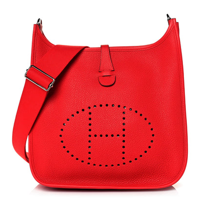 Hermes Taurillon Clemence Evelyne III PM Rouge De Coeur 1 of 12