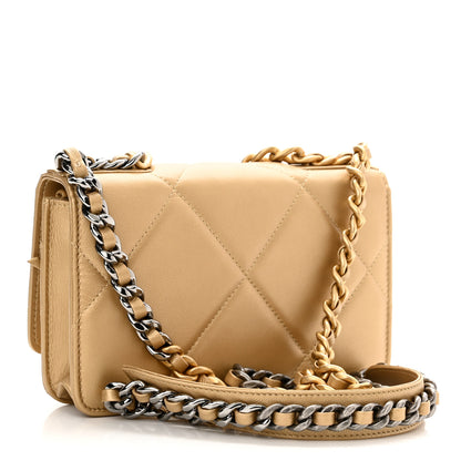 Chanel Metallic Goatskin Quilted Chanel 19 Wallet On Chain WOC Gold 3 of 13