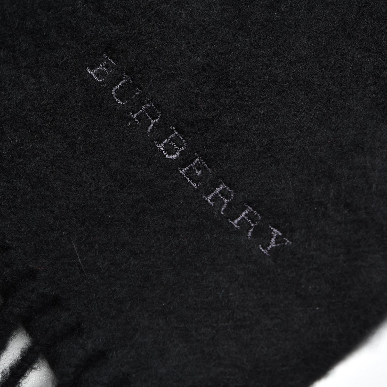 Burberry Cashmere Embroidered Fringe Scarf Black 5 of 5
