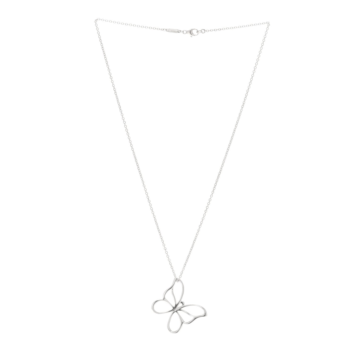 Tiffany Sterling Silver Butterfly Pendant Necklace 3 of 6