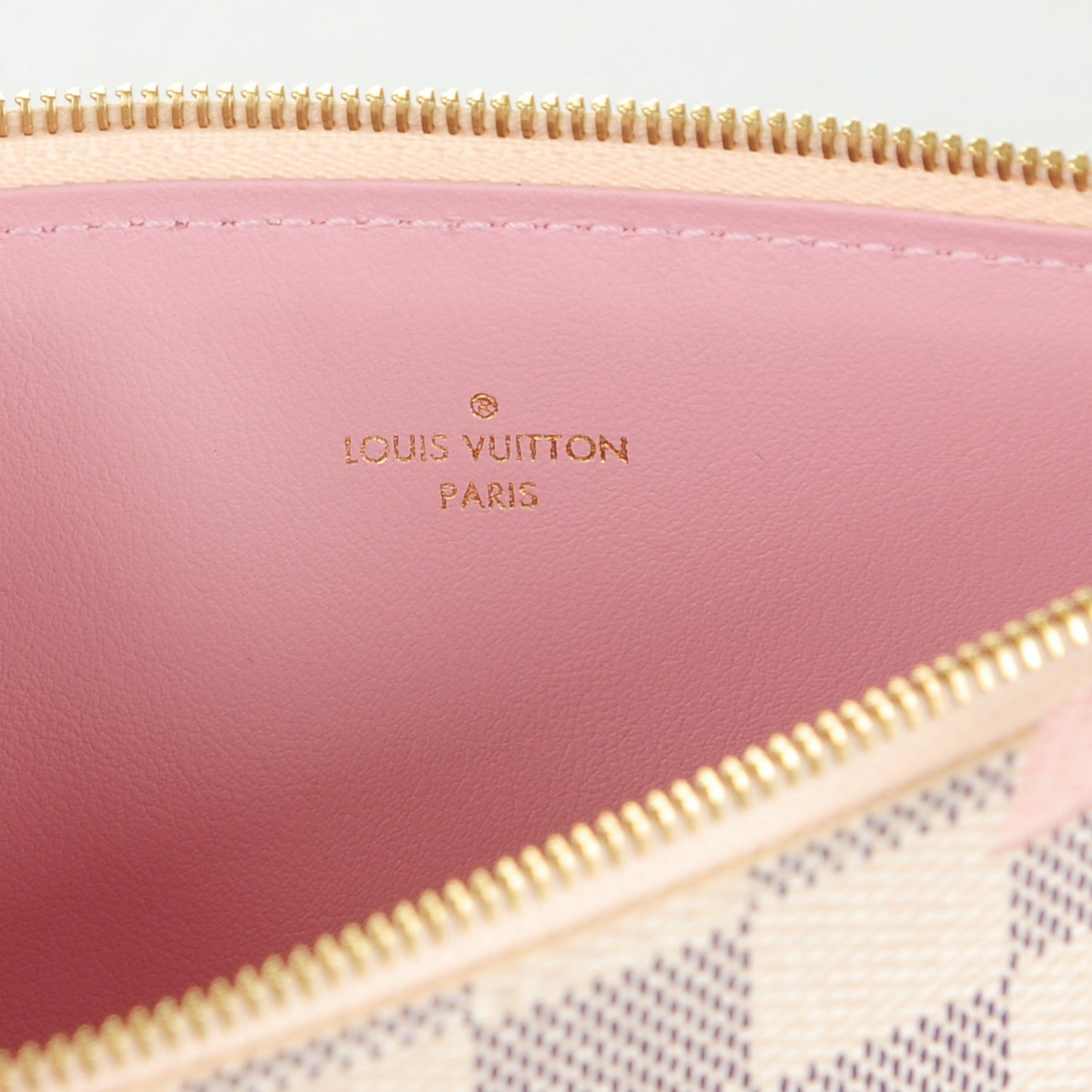 Damier Azur Felicie Chain Wallet Zippered Insert Rose Ballerine