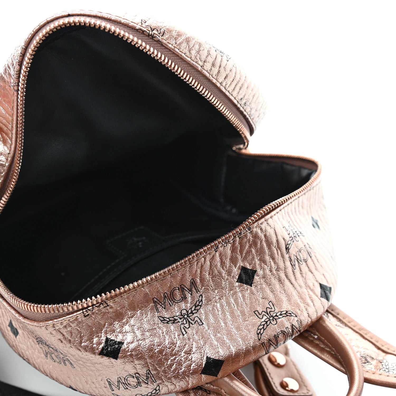 MCM Metallic Visetos Mini Side Stud Stark Backpack Champagne Gold 4 of 4